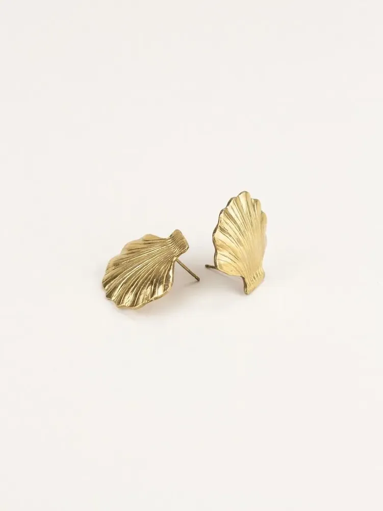 Bijoux - Boucles d'oreilles Coquillage en laiton - L INDOCHINEUR X RIVÊT
