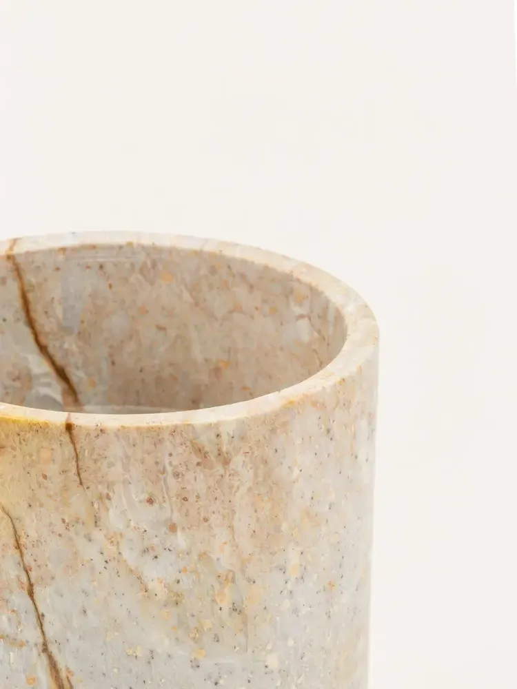 Vases - Vase moyen cylindrique étroit en pierre sans couvercle - L INDOCHINEUR X RIVÊT