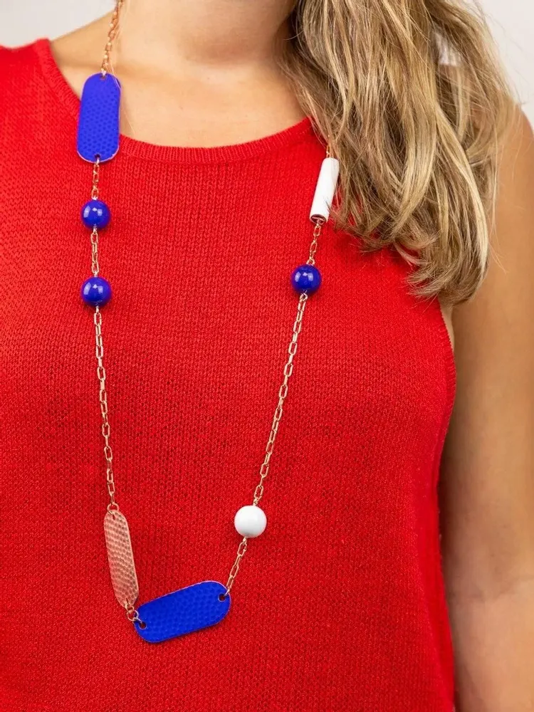 Jewelry - Hammered copper necklace with blue and white lacquer - L INDOCHINEUR X RIVÊT