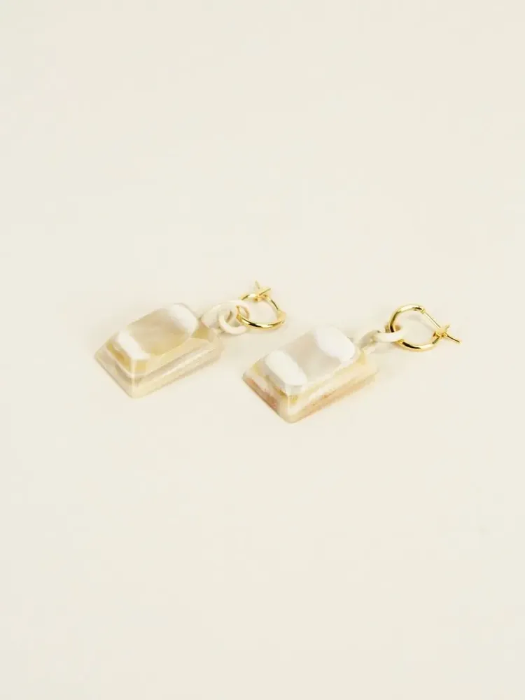 Bijoux - Créoles laiton Emeraude en corne blonde - Corne blonde marbrée - L INDOCHINEUR X RIVÊT