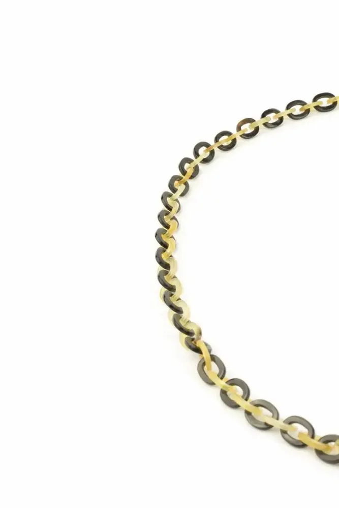 Bijoux - Sautoir chaîne maille fine en sabot et corne noire - L INDOCHINEUR X RIVÊT