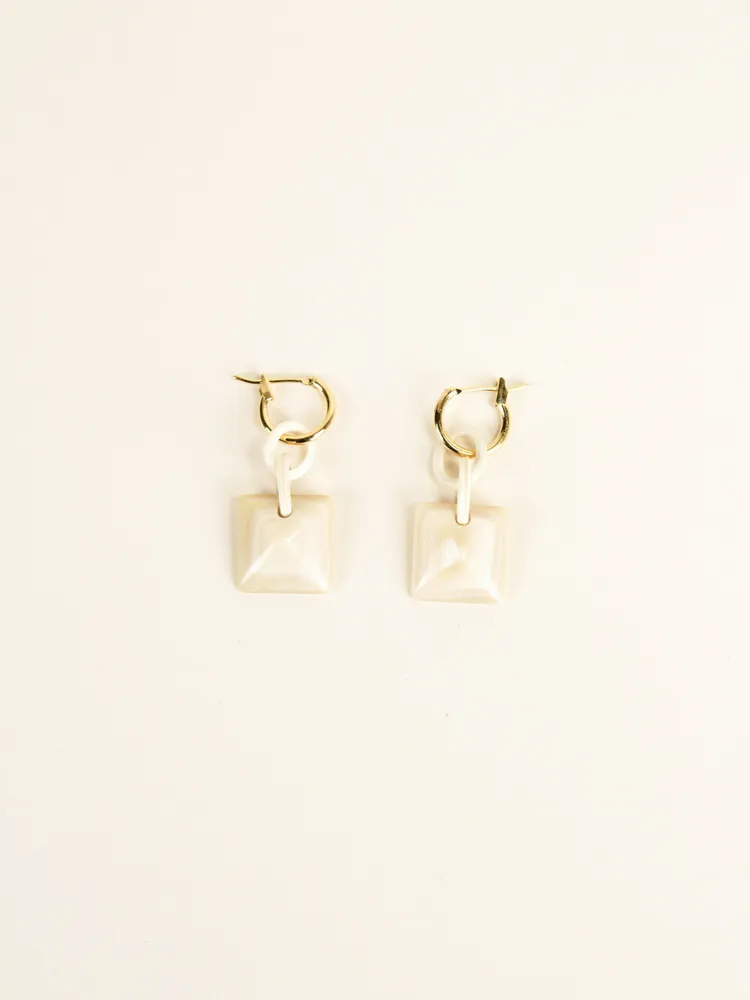 Bijoux - Créoles laiton Radiant en corne blonde - Corne blonde marbrée - L INDOCHINEUR X RIVÊT