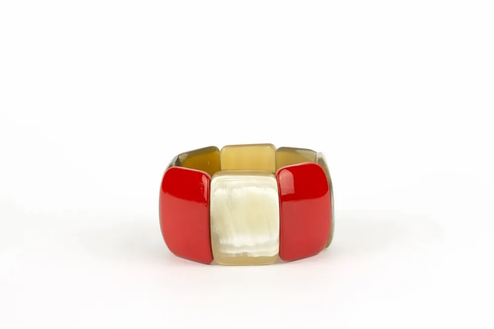 Bracelets - Bracelet articulé 8 grosses pièces en corne blonde - L INDOCHINEUR X RIVÊT