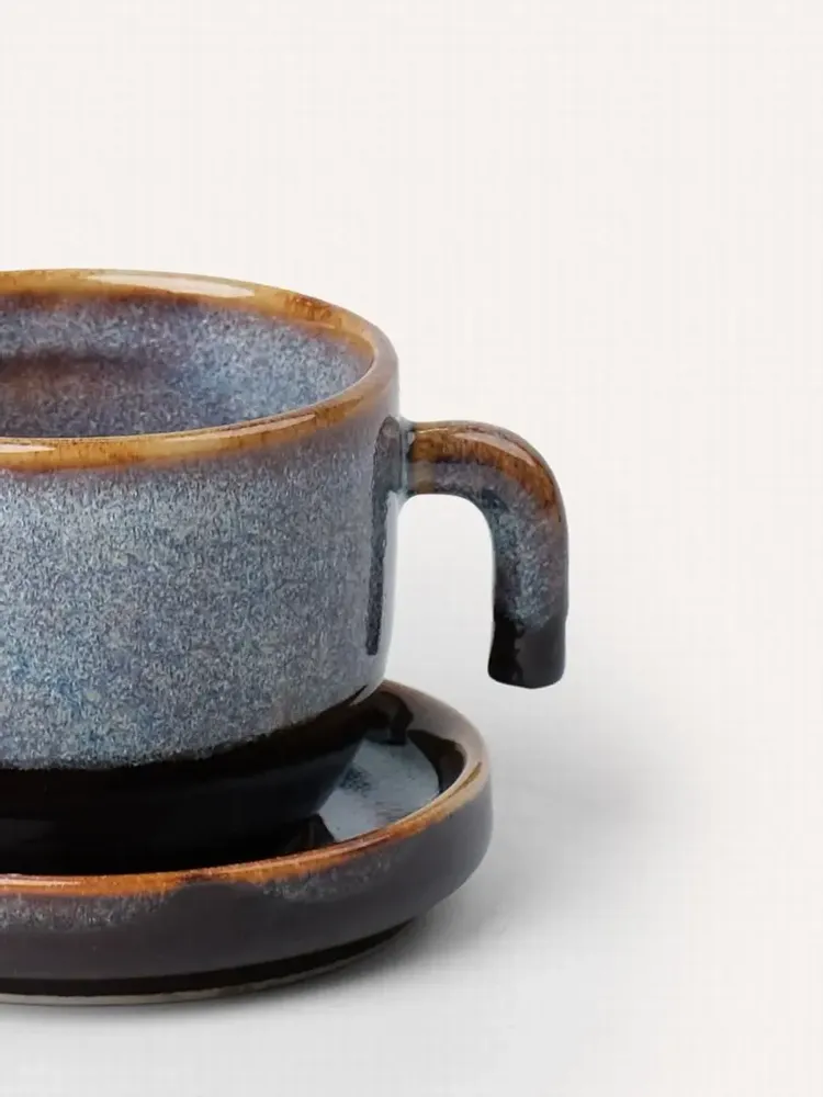 Plats et saladiers - Grandes tasses café Hoa Bien bleu, 180ml, avec soucoupe (vendu par 4) - L INDOCHINEUR X RIVÊT
