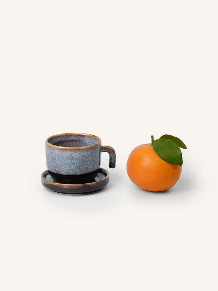 Plats et saladiers - Grandes tasses café Hoa Bien bleu, 180ml, avec soucoupe (vendu par 4) - L INDOCHINEUR X RIVÊT