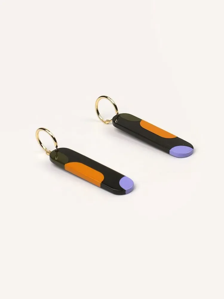 Jewelry - Nymph hoop earrings 65 in blond horn and orange lacquer - Gold - L INDOCHINEUR X RIVÊT