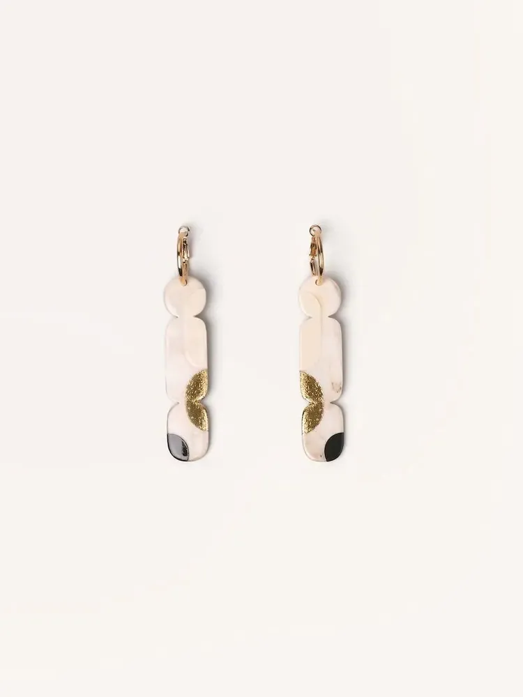 Bijoux - Créoles 70 Nymphe en corne blonde et laque Orange - Laque jeu Or - L INDOCHINEUR X RIVÊT
