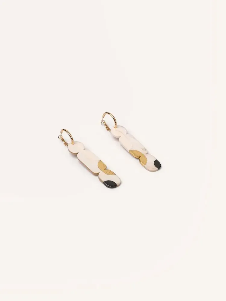 Bijoux - Créoles 70 Nymphe en corne blonde et laque Orange - Laque jeu Or - L INDOCHINEUR X RIVÊT
