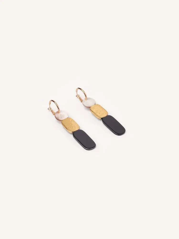 Jewelry - Totem hoop earrings 70 in blond horn and orange lacquer - Gold - L INDOCHINEUR X RIVÊT