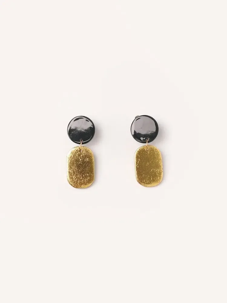 Bijoux - Mini Créoles clips Totem en corne blonde et laque Bordeaux - Doré - L INDOCHINEUR X RIVÊT