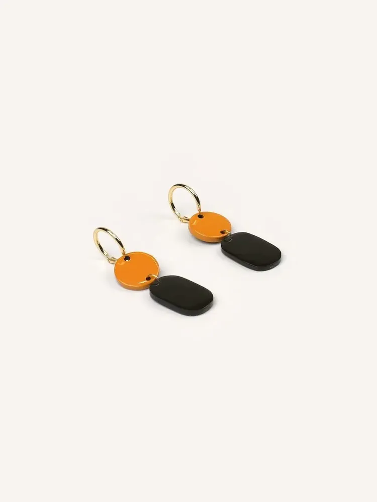 Jewelry - Mini Totem hoop earrings in blond horn and burgundy lacquer - Gold - L INDOCHINEUR X RIVÊT