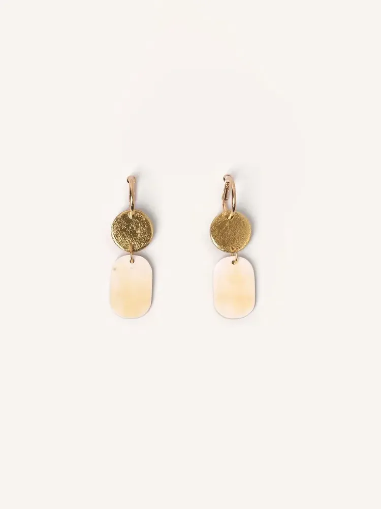 Jewelry - Mini Totem hoop earrings in blond horn and burgundy lacquer - Gold - L INDOCHINEUR X RIVÊT