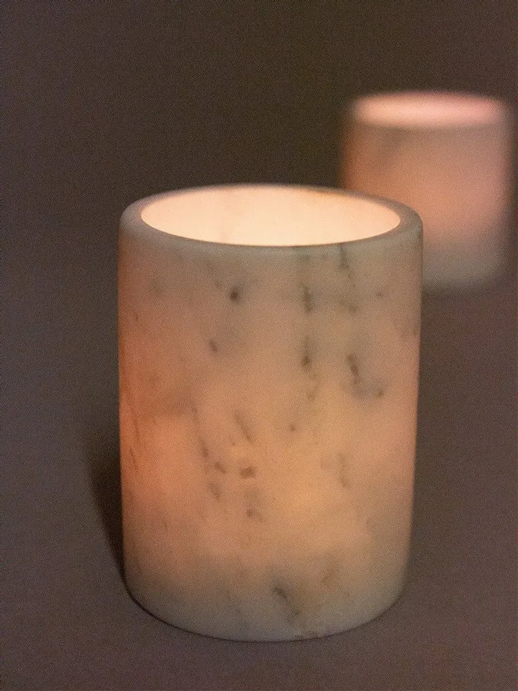 Candlesticks and candle holders - Large round tealight holder in white marble - L INDOCHINEUR X RIVÊT