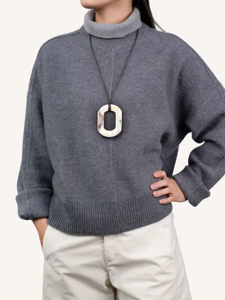 Bijoux - Pendentif anneau oval carré en corne blonde Africaine - L INDOCHINEUR X RIVÊT