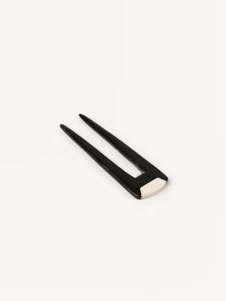 Hair accessories - Double hairpin in black horn and bone - L INDOCHINEUR X RIVÊT