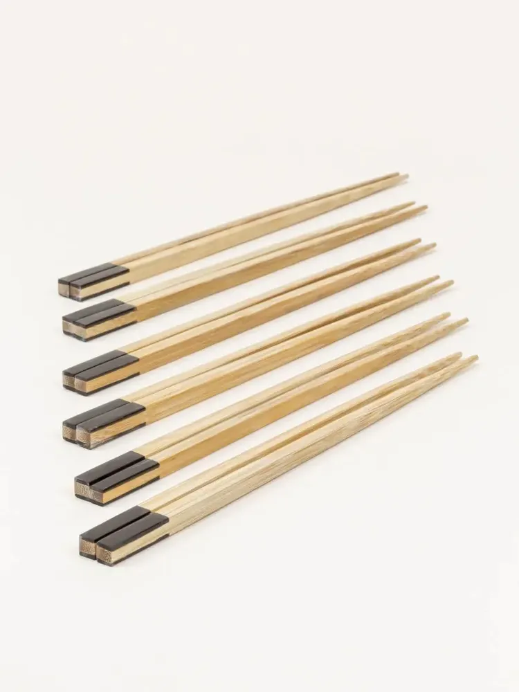 Couverts de service - Baguettes en bambou et corne noire de buffle (par 6 paires) - L INDOCHINEUR X RIVÊT