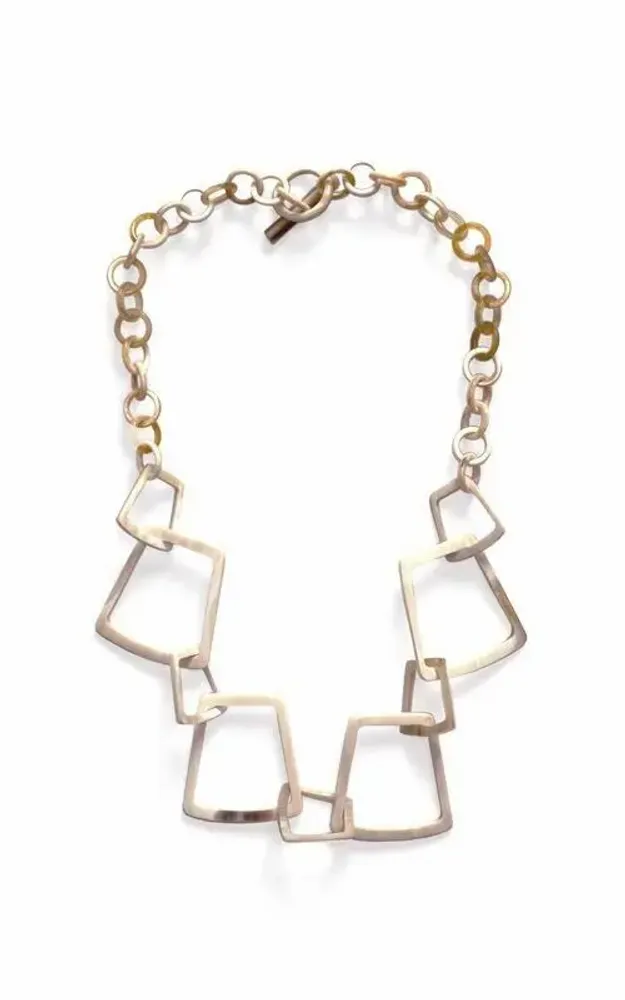 Jewelry - Necklace with trapezoid rings in blond horn - L INDOCHINEUR X RIVÊT