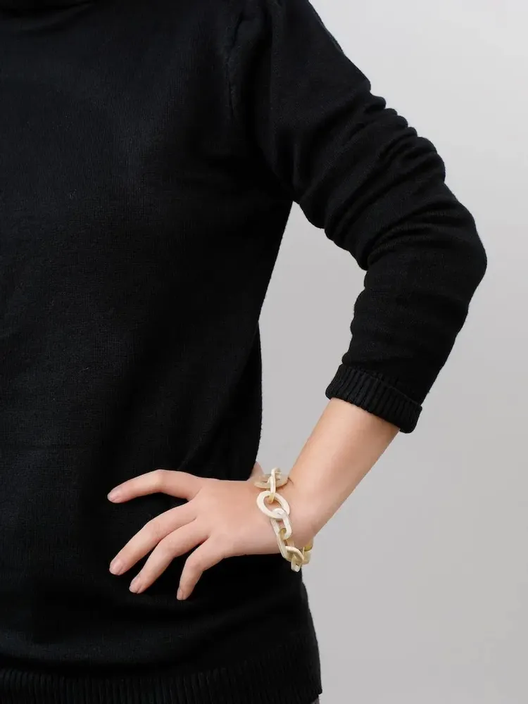Bracelets - Bracelet maille en corne blonde - L INDOCHINEUR X RIVÊT