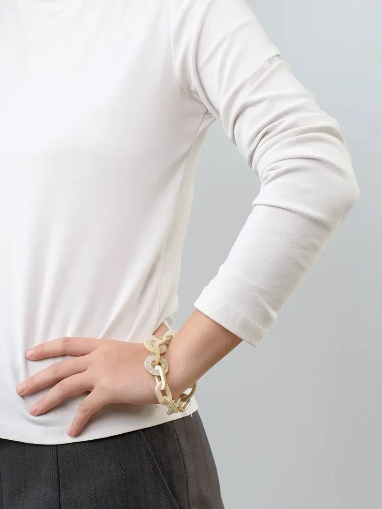Bracelets - Bracelet maille en corne blonde - L INDOCHINEUR X RIVÊT