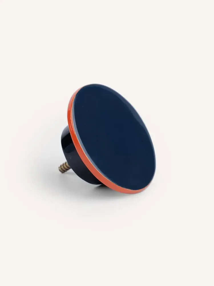 Artistic hardware - Straight-edge wall hook, midnight blue and orange-red lacquer, size L - L INDOCHINEUR X RIVÊT