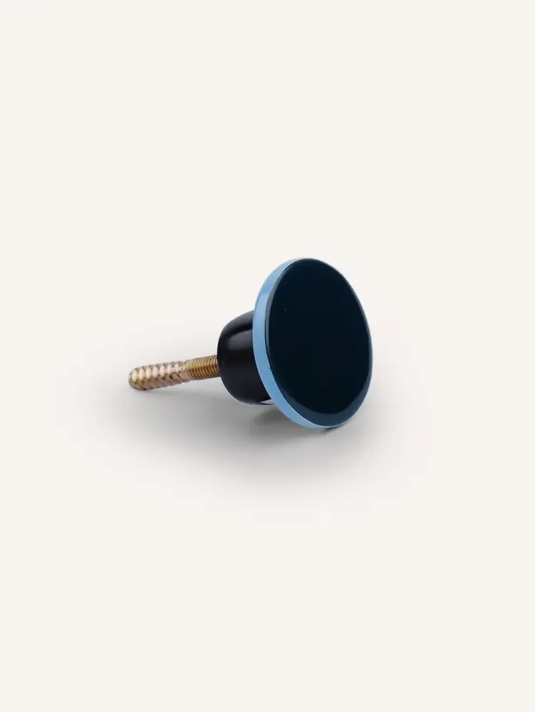Artistic hardware - Straight-edge wall hook, midnight blue and light blue lacquer, size S - L INDOCHINEUR X RIVÊT