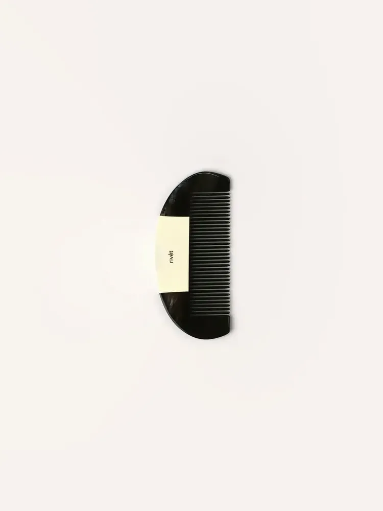 Accessoires cheveux - Peigne lissoir en corne noire marbrée, laque ivoire trait - L INDOCHINEUR X RIVÊT