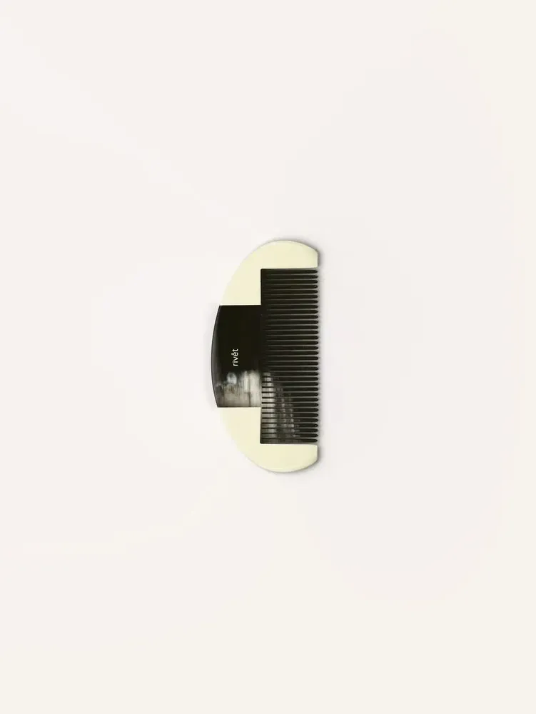 Hair accessories - Smoothing comb, marbled black horn, outer ivory lacquer - L INDOCHINEUR X RIVÊT