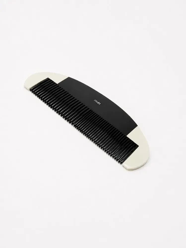 Accessoires cheveux - Grand peigne de précision, corne noire marbrée, laque ivoire ext. - L INDOCHINEUR X RIVÊT
