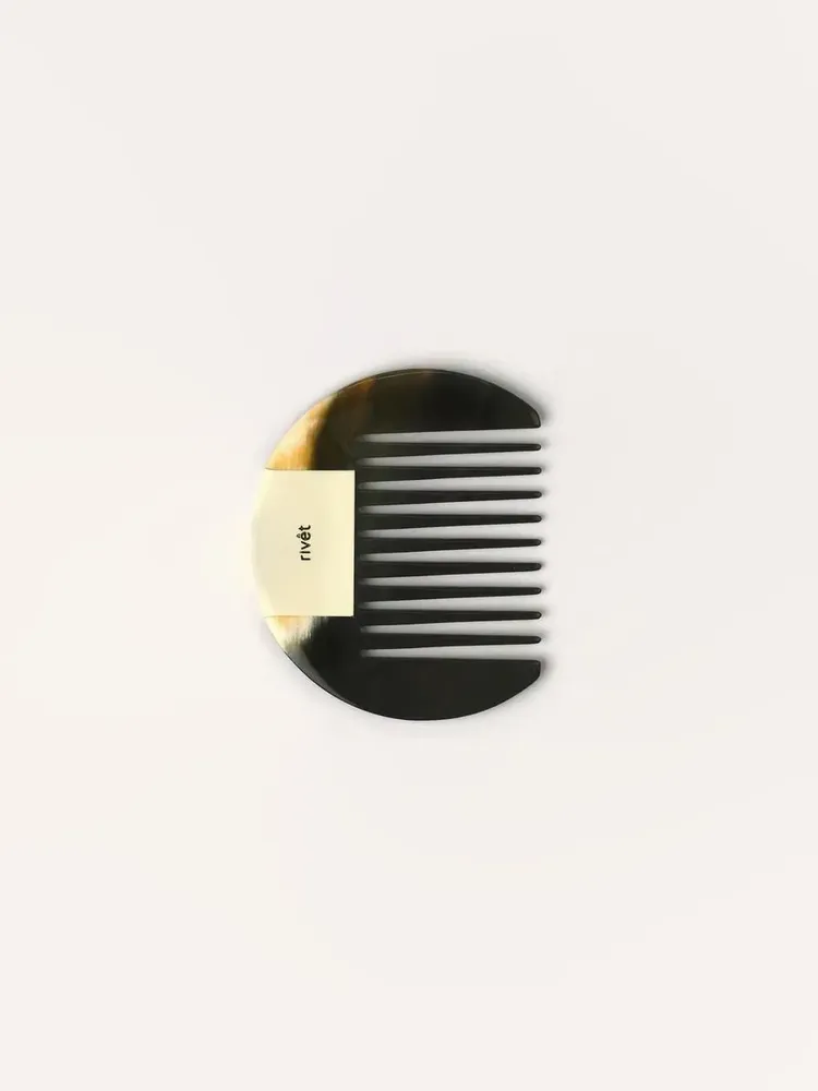 Hair accessories - Afro comb, marbled black horn, ivory line lacquer - L INDOCHINEUR X RIVÊT