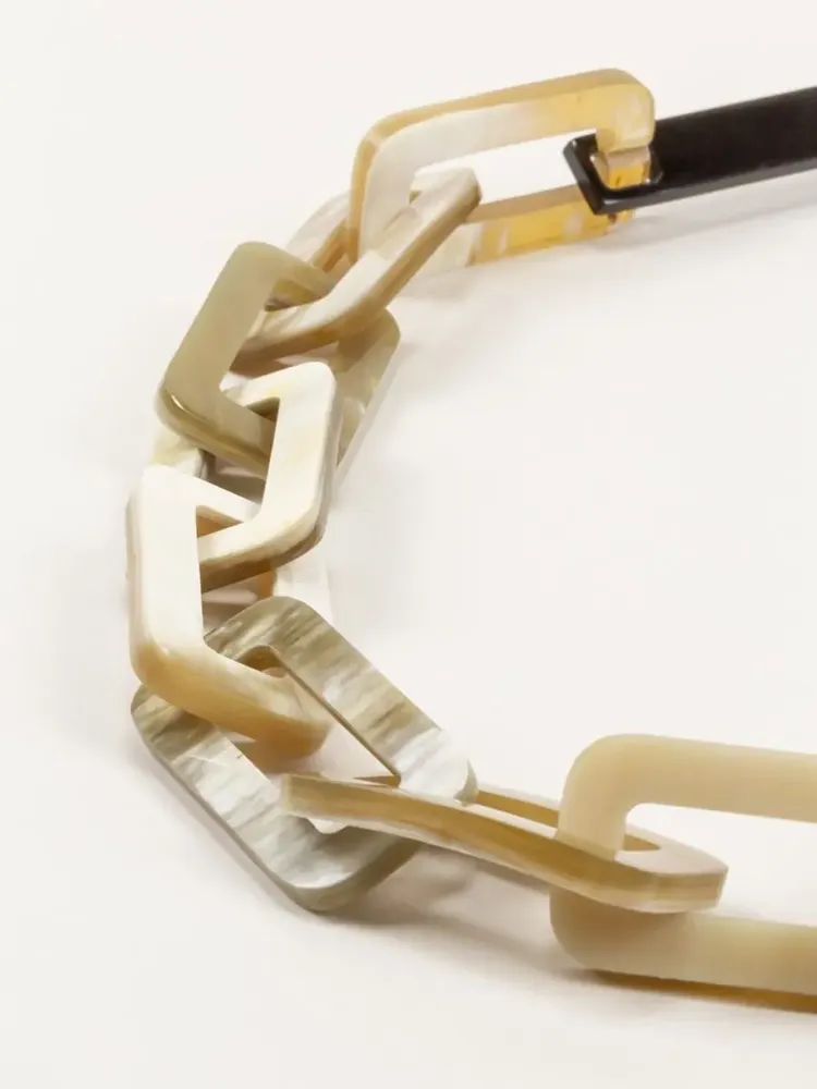 Jewelry - Tige long necklace, rectangular rings, blond and black horn - L INDOCHINEUR X RIVÊT