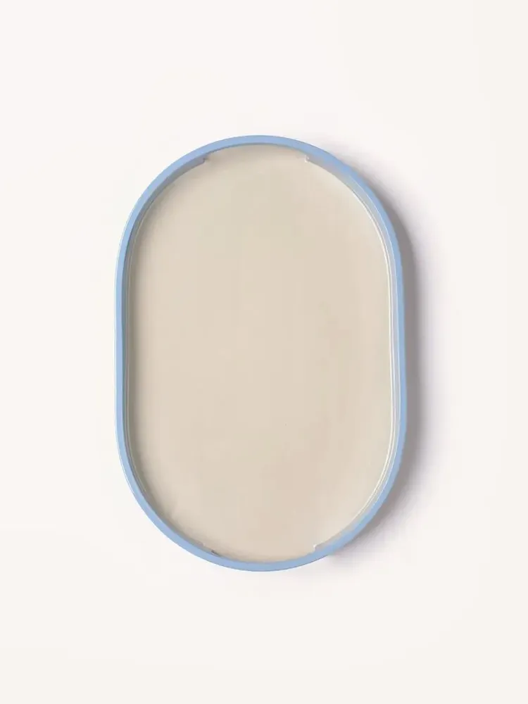 Plateaux - Set de 2 plateaux ovales 45x28 - 40x25 Bleu ciel/Gris, Gris/Bleu ciel - L INDOCHINEUR X RIVÊT