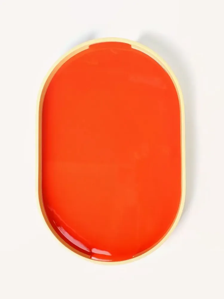Trays - Set of 2 oval trays 45 X 28 - 40 X 25 Orange/Sand and Sand/Orange - L INDOCHINEUR X RIVÊT