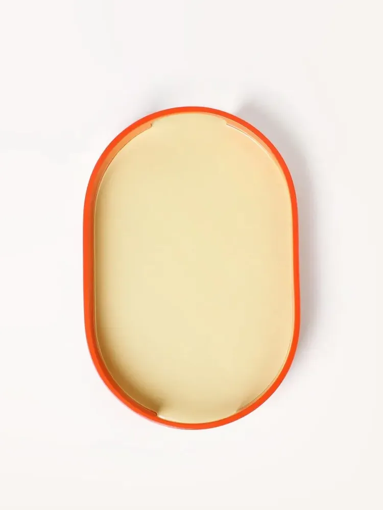 Trays - Set of 2 oval trays 45 X 28 - 40 X 25 Orange/Sand and Sand/Orange - L INDOCHINEUR X RIVÊT