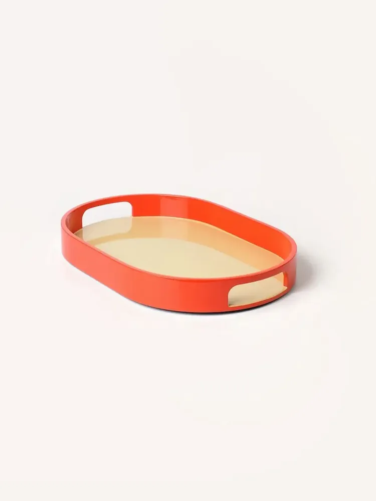Trays - Set of 2 oval trays 45 X 28 - 40 X 25 Orange/Sand and Sand/Orange - L INDOCHINEUR X RIVÊT