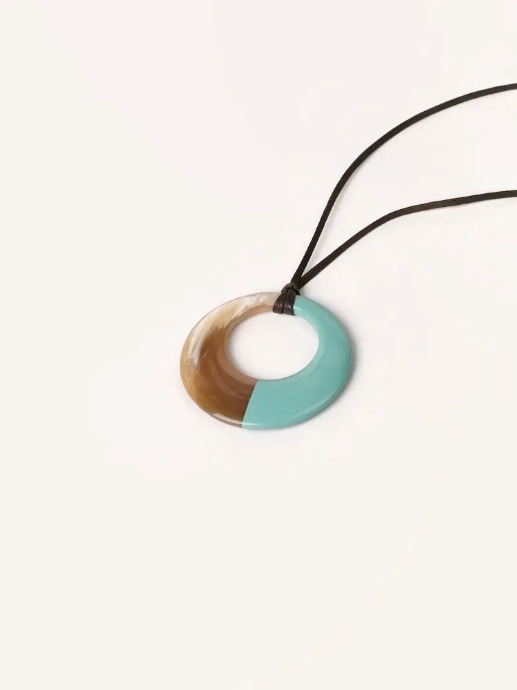 Jewelry - Small irregular ring pendant in water green lacquer - L INDOCHINEUR X RIVÊT