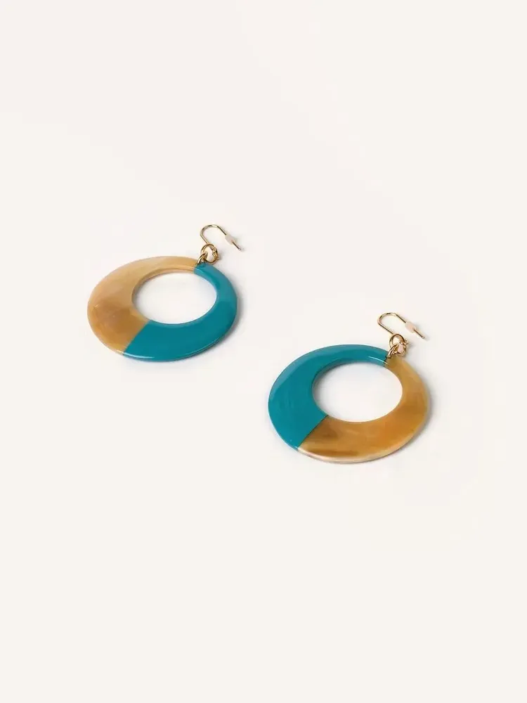 Jewelry - Ring earrings in turquoise blue lacquer - Hooks - L INDOCHINEUR X RIVÊT