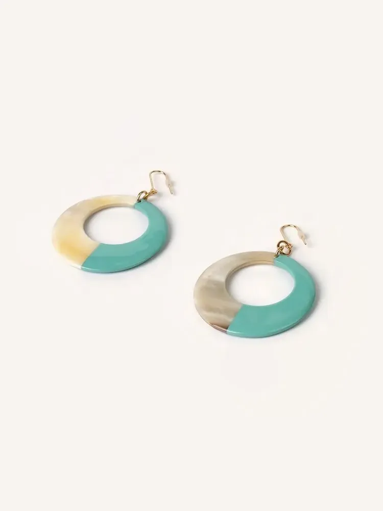 Jewelry - Ring earrings in water green lacquer - Hooks - L INDOCHINEUR X RIVÊT