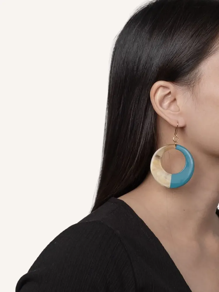 Jewelry - Ring earrings in water green lacquer - Hooks - L INDOCHINEUR X RIVÊT