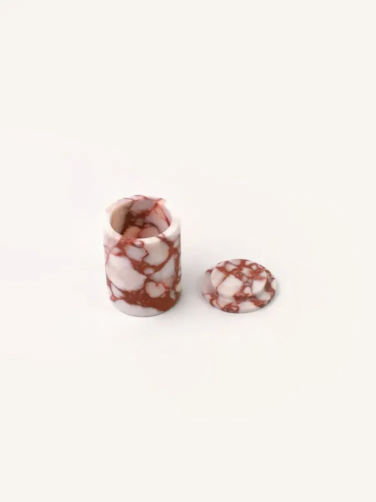 Coffrets et boîtes - Pilulier Pluton en marbre rouge et blanc - L INDOCHINEUR X RIVÊT