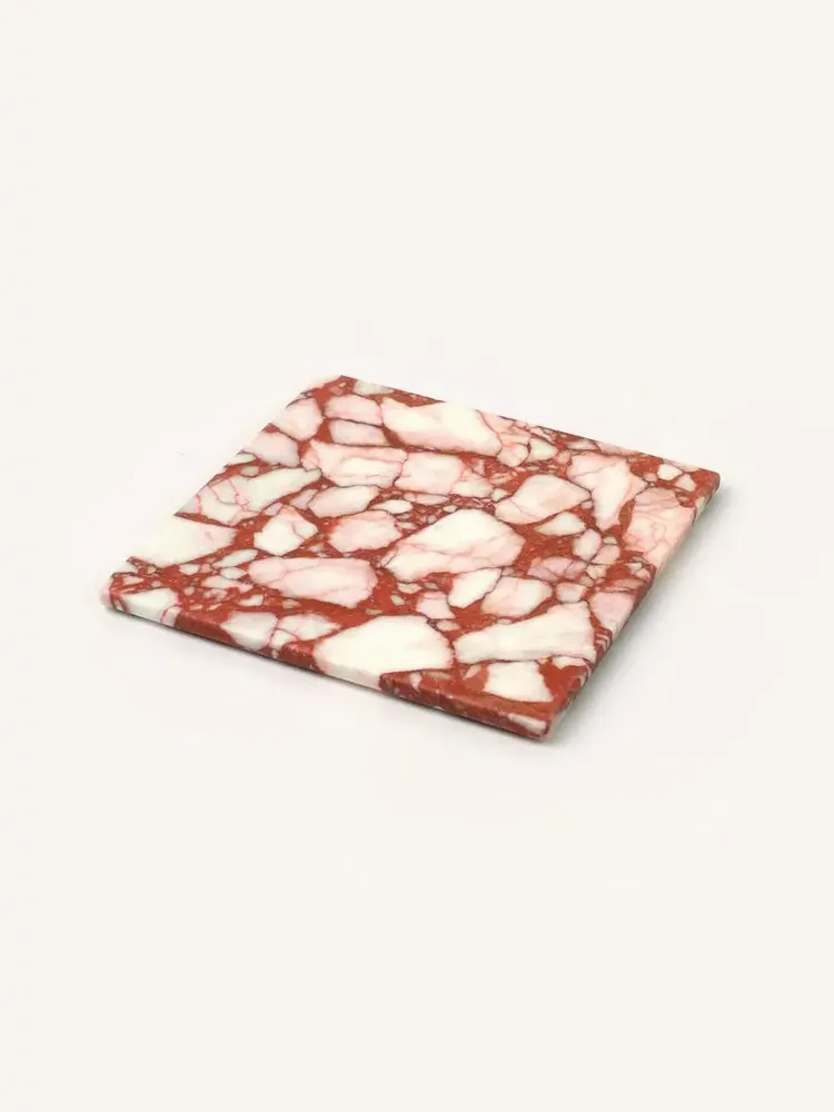 Table mat - Square trivet in red and white marble - L INDOCHINEUR X RIVÊT