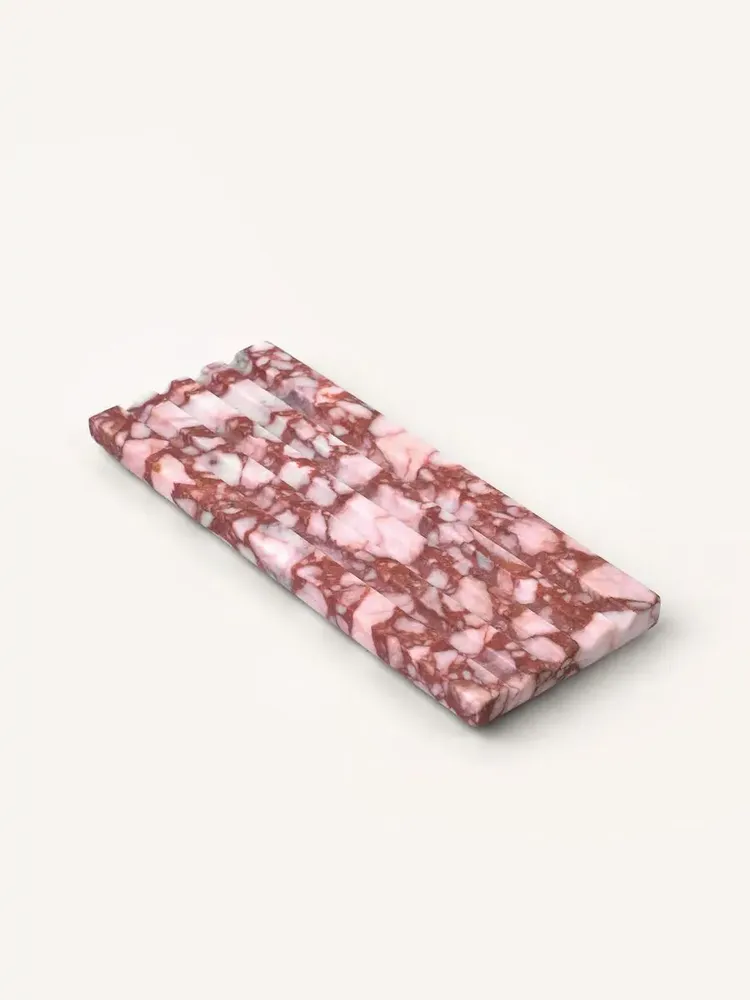 Soap dishes - Large Sirius soap dish in red and white marble - L INDOCHINEUR X RIVÊT