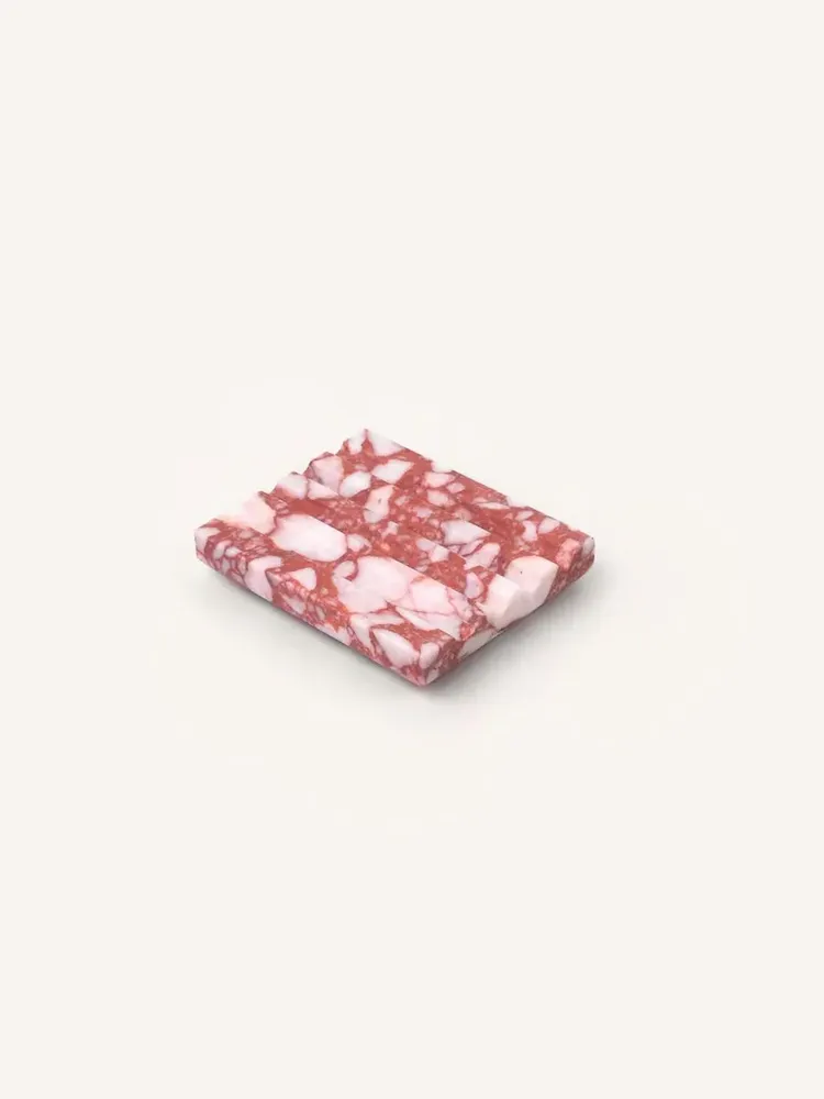 Soap dishes - Great Bear soap dish in red and white marble - L INDOCHINEUR X RIVÊT