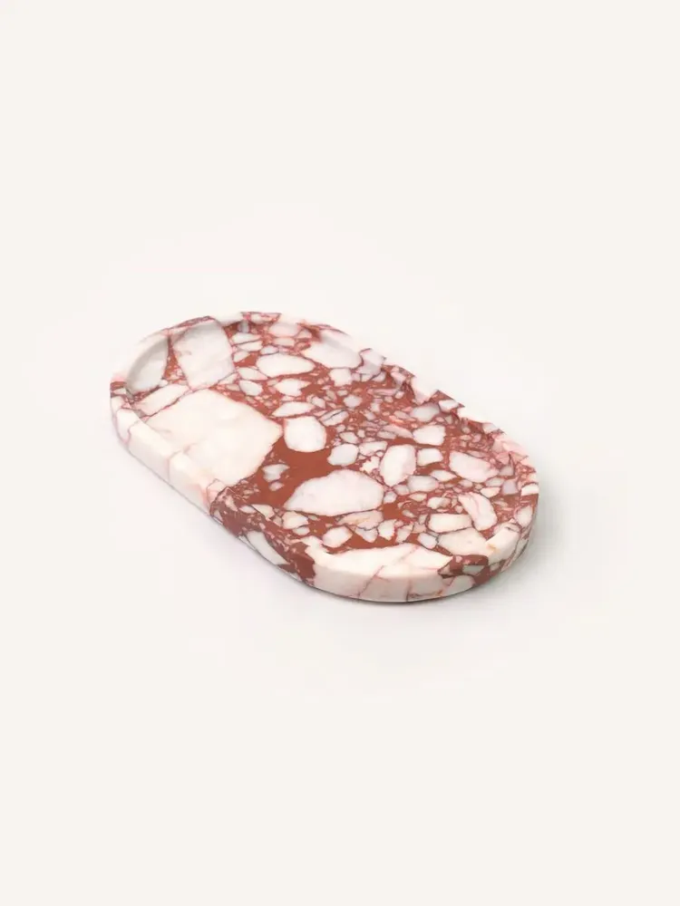 Ustensiles de cuisine - Plateau oval en marbre rouge et blanc L - L INDOCHINEUR X RIVÊT