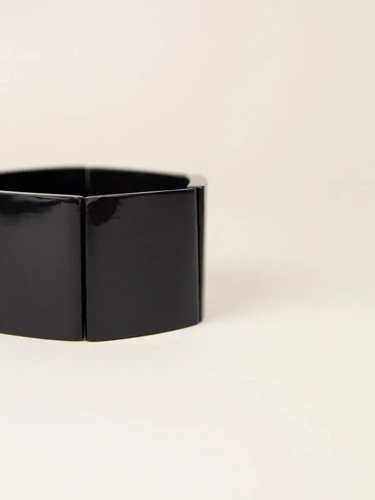 Bracelets - 7-piece articulated bracelet in matte black horn - Buffalo black horn - L INDOCHINEUR X RIVÊT