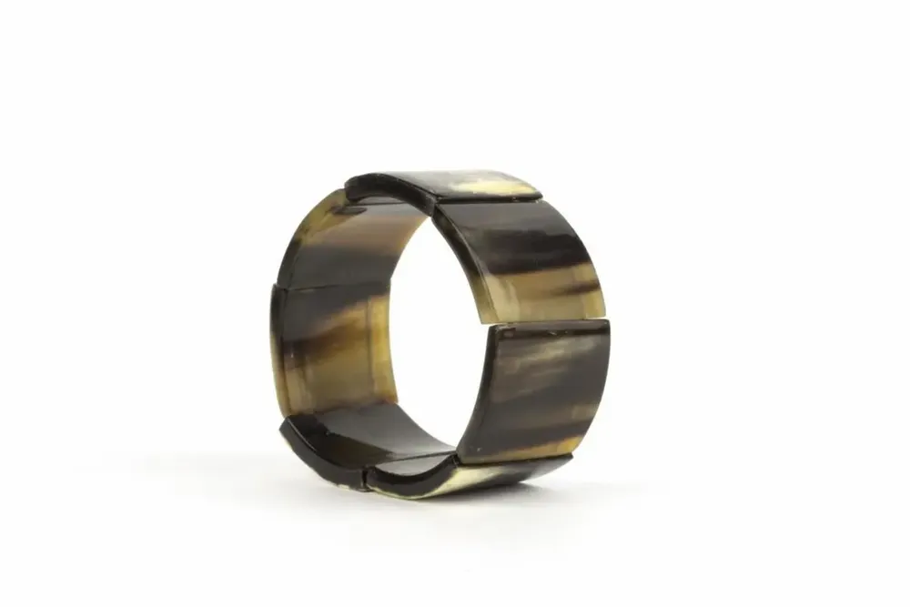 Bracelets - 7-piece articulated bracelet in matte black horn - Buffalo black horn - L INDOCHINEUR X RIVÊT