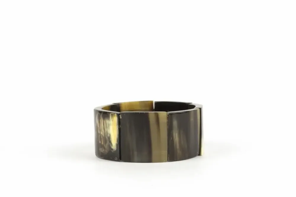 Bracelets - 7-piece articulated bracelet in matte black horn - Marbled black horn - L INDOCHINEUR X RIVÊT