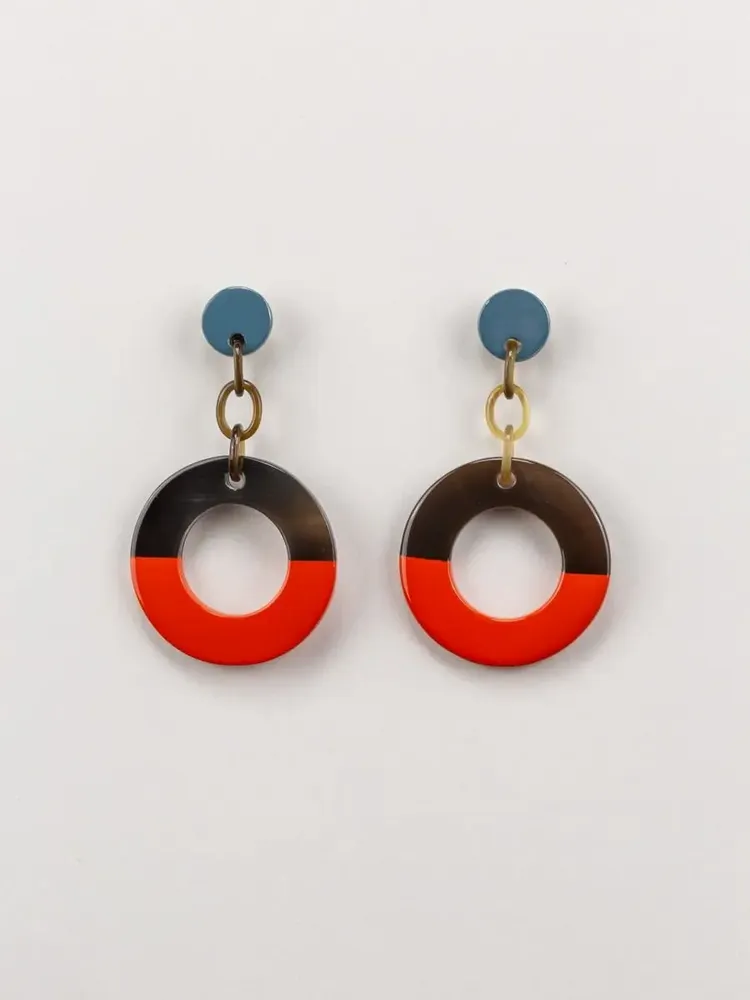 Jewelry - Wide ring earrings in brick and ivory lacquer - Multicolour - L INDOCHINEUR X RIVÊT