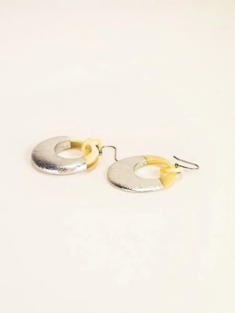 Jewelry - Round earrings in blond horn and gold lacquer, Japanese clip - Silver - L INDOCHINEUR X RIVÊT