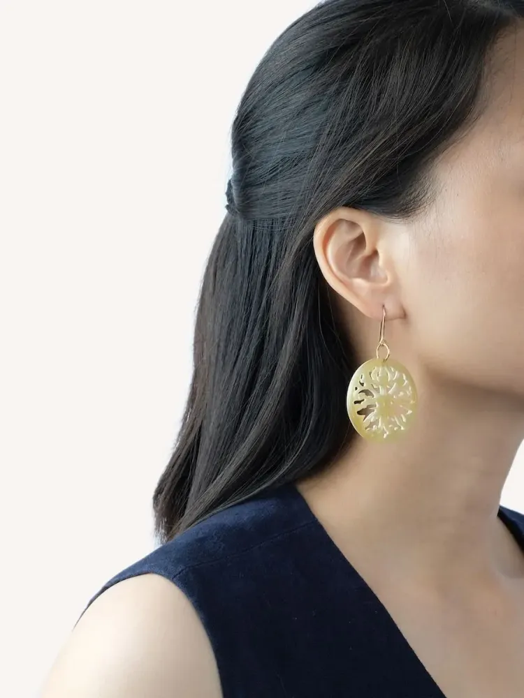 Jewelry - Calais lace earrings in African white horn - Marbled black horn - L INDOCHINEUR X RIVÊT