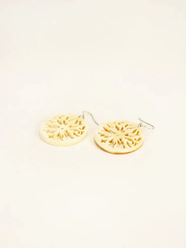 Jewelry - Calais lace earrings in African white horn - Marbled blond horn - L INDOCHINEUR X RIVÊT